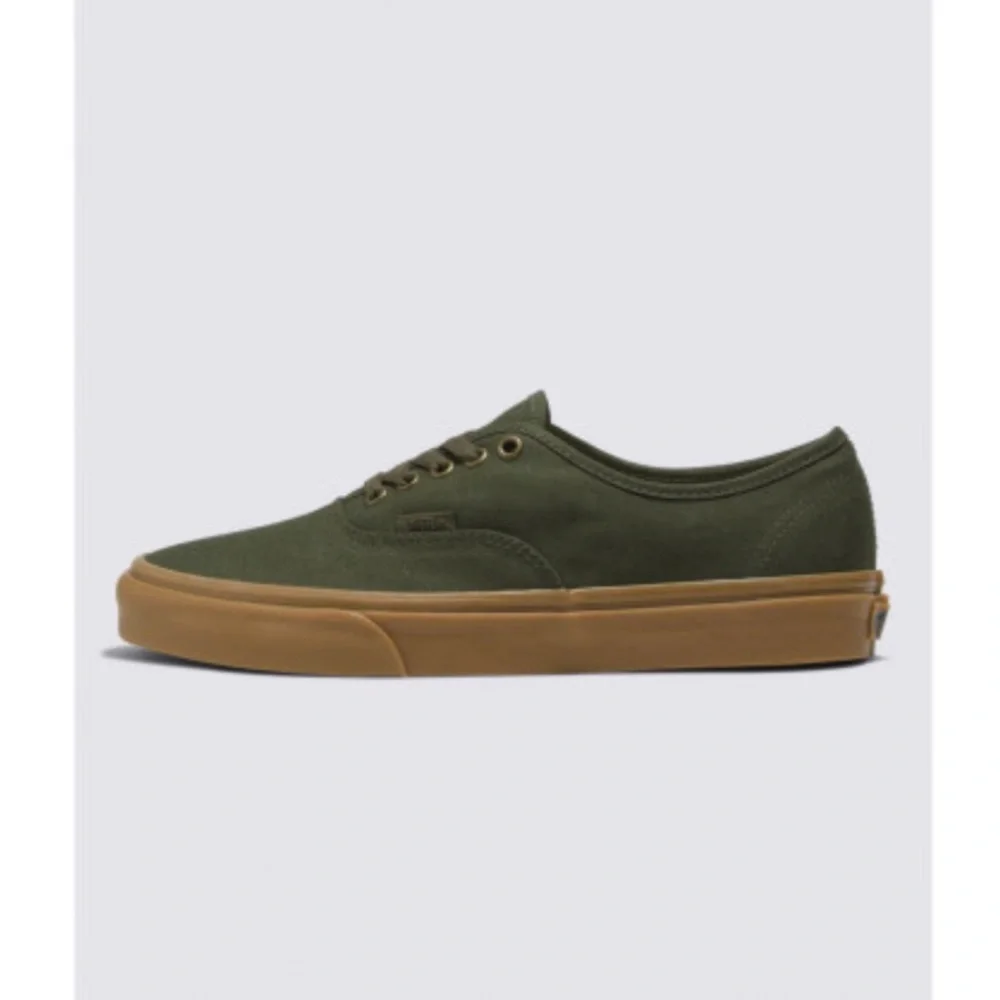 Vans Olive Green Canvas Sneakers with Tan Sole - Picture 2 of 6
